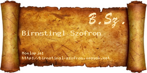 Birnstingl Szofron névjegykártya